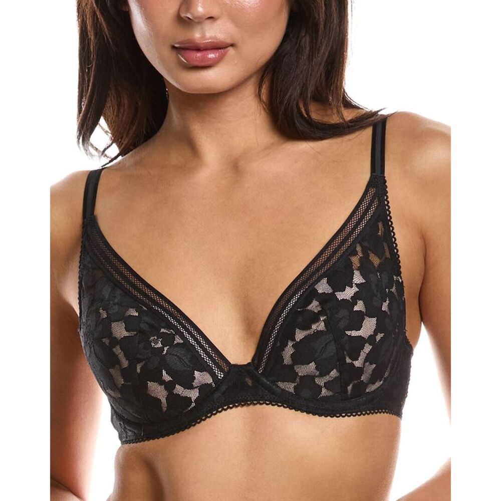 Passionata Womens  Gardenia Wired Plunge Lace T-Shirt Bra, Black